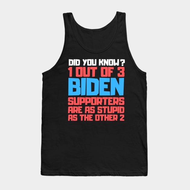 1 Out Of 3 Biden Supporters Are As Stupid As The Other 2 Tank Top by RayaneDesigns